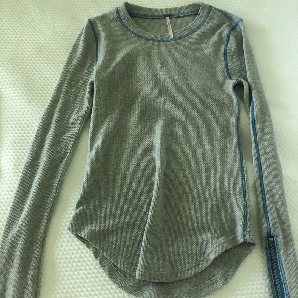 Free People Waffles long sleeve with zippers!